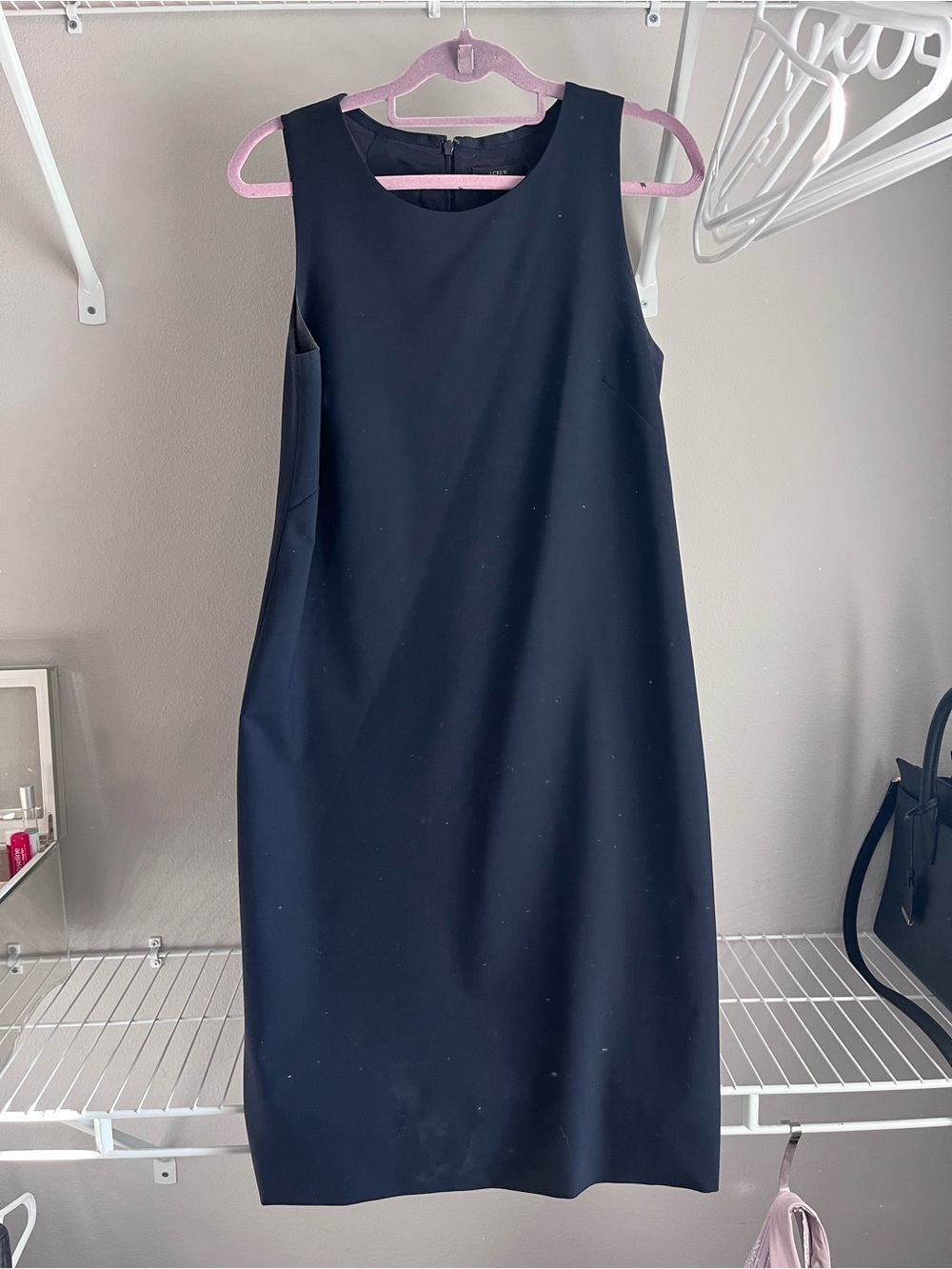 J. Crew Sleeveless Navy Midi Sheath Dress